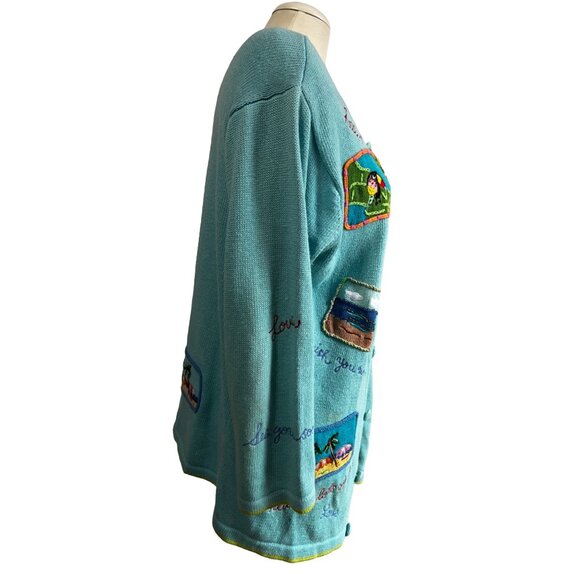 Vintage Oversized Vacation Fun Knit Cardigan Sweater Sz L Womens by Ashlyn Kate - Picture 10 of 11